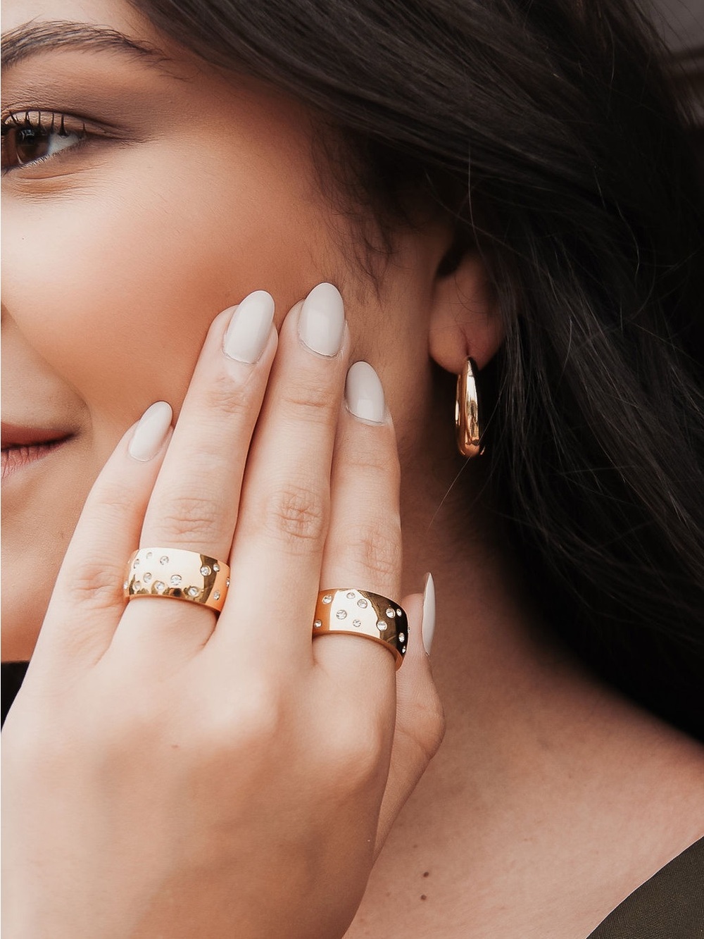 Gold Crystal Band Ring | Statement Ring